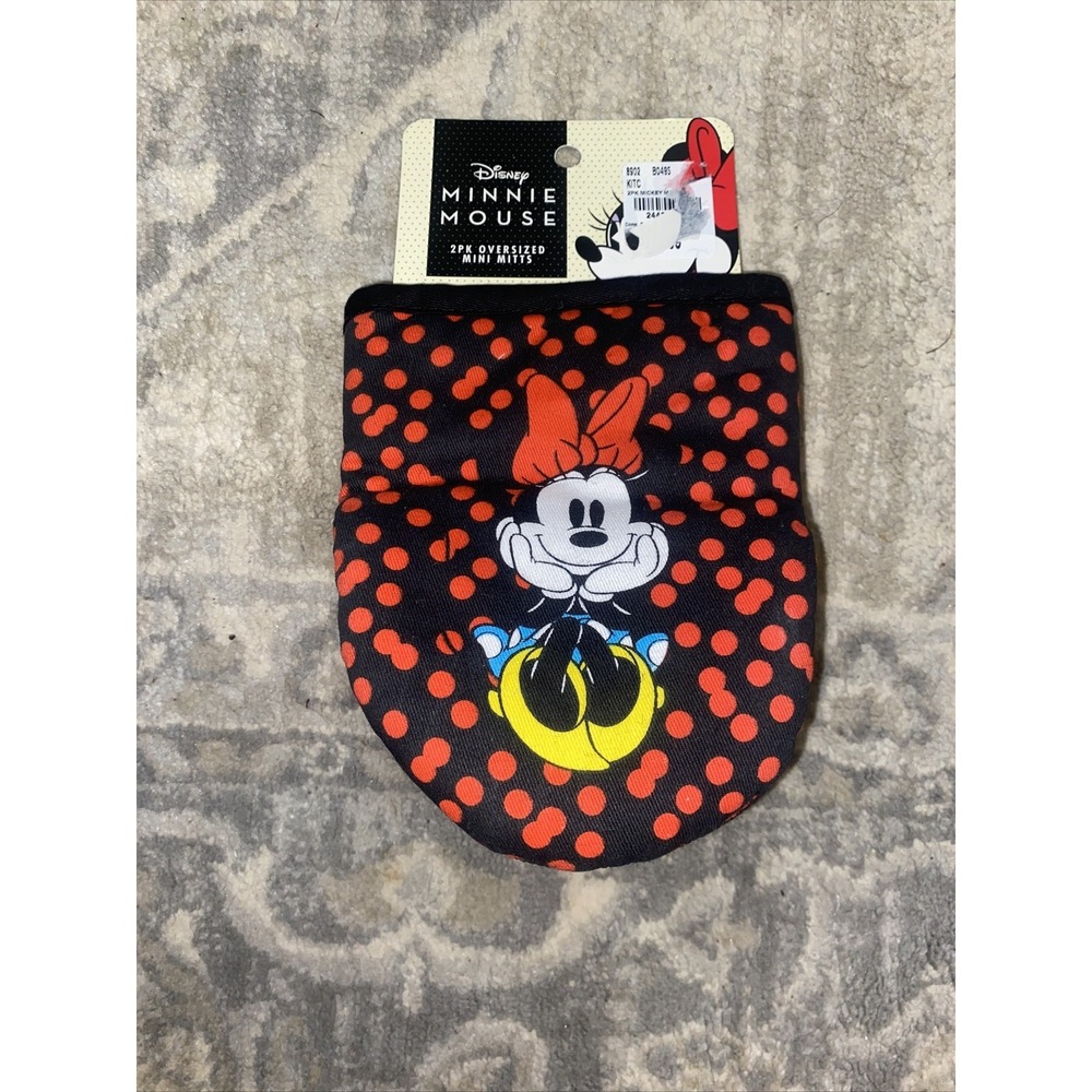 New Disney Minnie Mouse Mini Oven Mitts Pot Holder 2‎ Pack